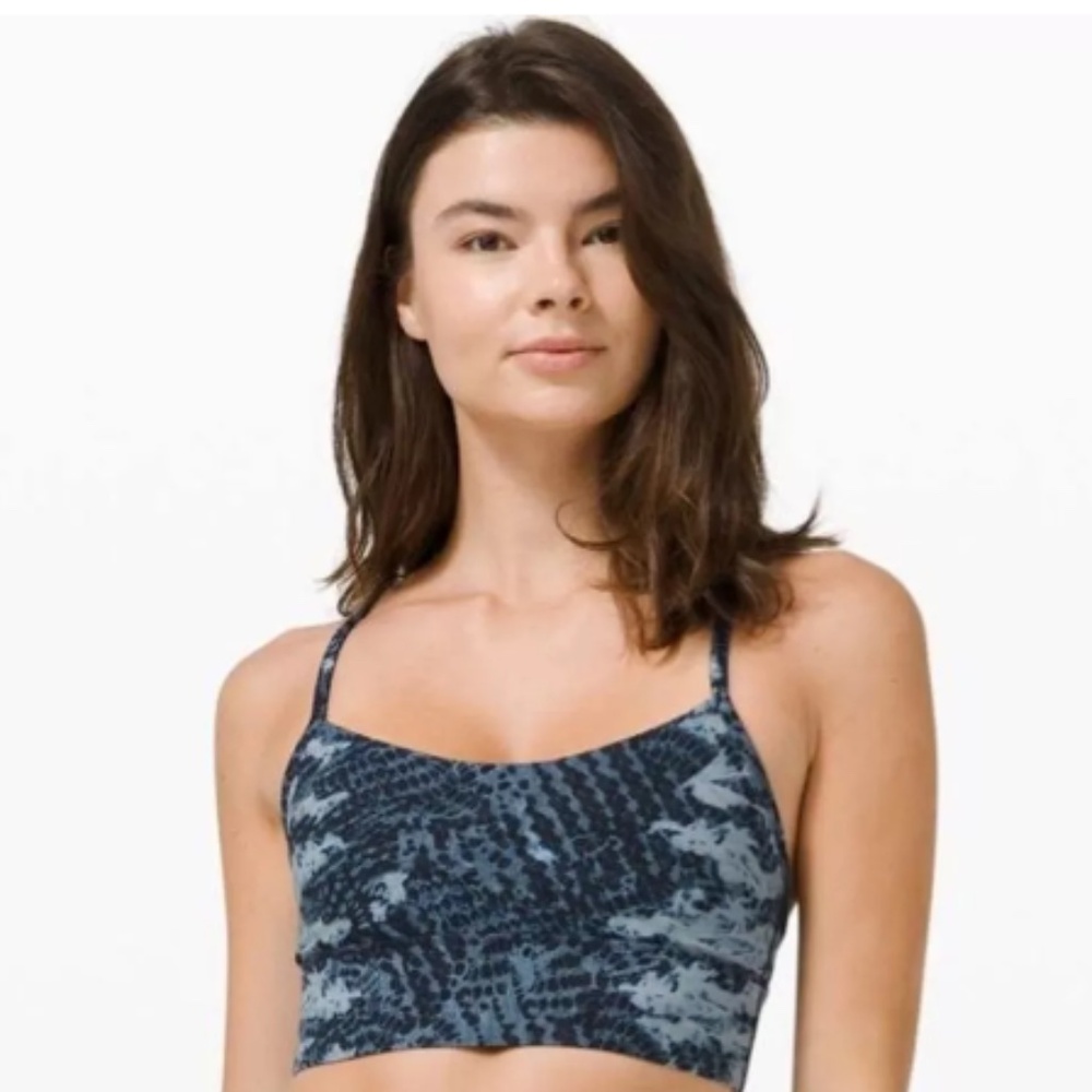 Lululemon Women's Blue Grey Flow Y Nulu Sports Bra Sz 10